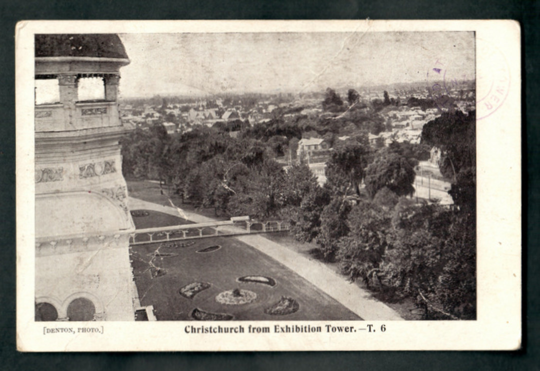 NEW ZEALAND 1906 Postcard of Christchurch Exhibition. Christchurch from the Exhibition Tower. Photo by Denton. Published by Smit image 0