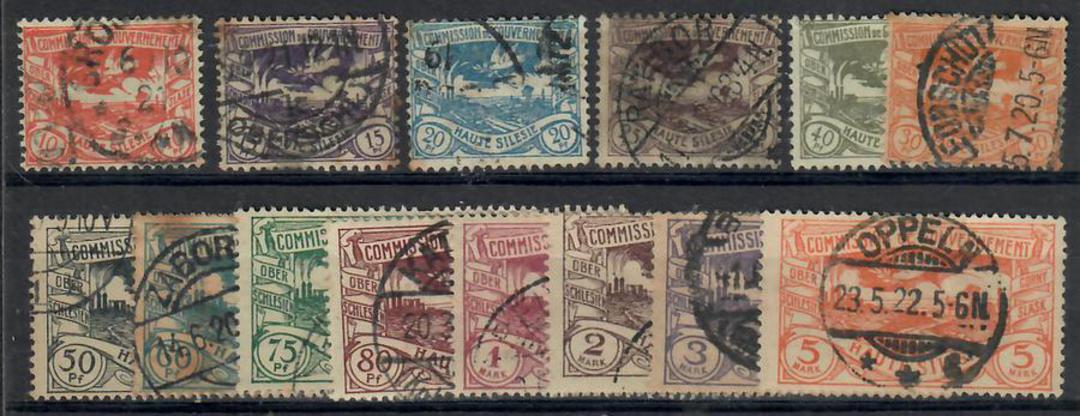 UPPER SILESIA 1920 Definitives. Part set of 14. Main interest are the excellent postmarks. LEONSCHUTZ ZABORZE KATSCHER OPPELN SO image 0