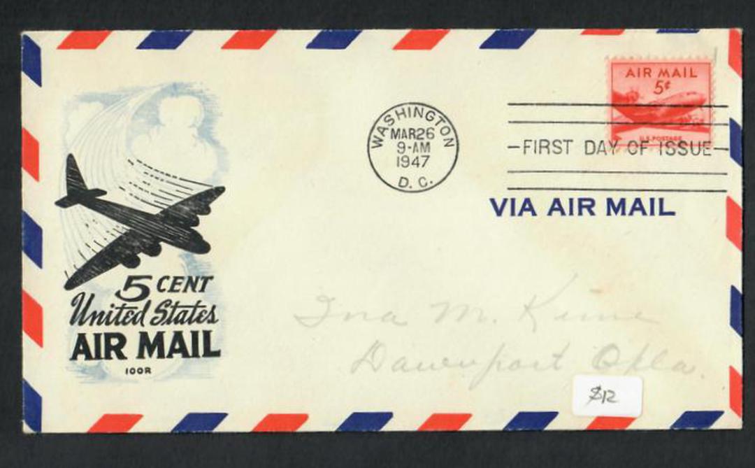 USA 1947 5c AirMail Rate on first day cover. - 30883 - PostalHist image 0
