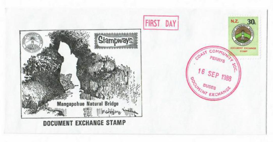NEW ZEALAND Alternative Postal Operator Stampways 1988 30c Green on first day cover. Perrys Buses. - 132677 - FDC image 0