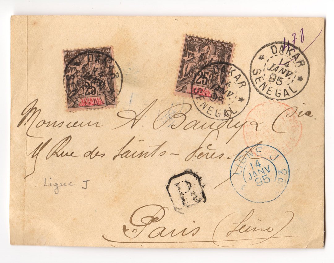 SENEGAL 1895 Letter from Dakar to Paris. - 38190 - PostalHist image 0