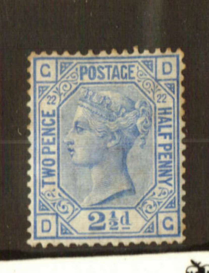 GREAT BRITAIN 1880 Victoria 1st Definitive 2½d Blue. Plate 22. Watermark Imperial Crown. Letters GDDG. Presentable unused copy. image 0