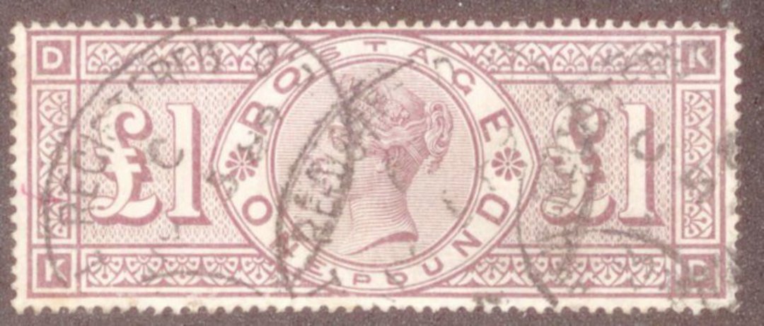 GREAT BRITAIN 1888 £1- Brown Lilac.Watermark 3 orbs. Fine used. Light registered cancels. Good fresh colour. Good perfs. Well ce image 0