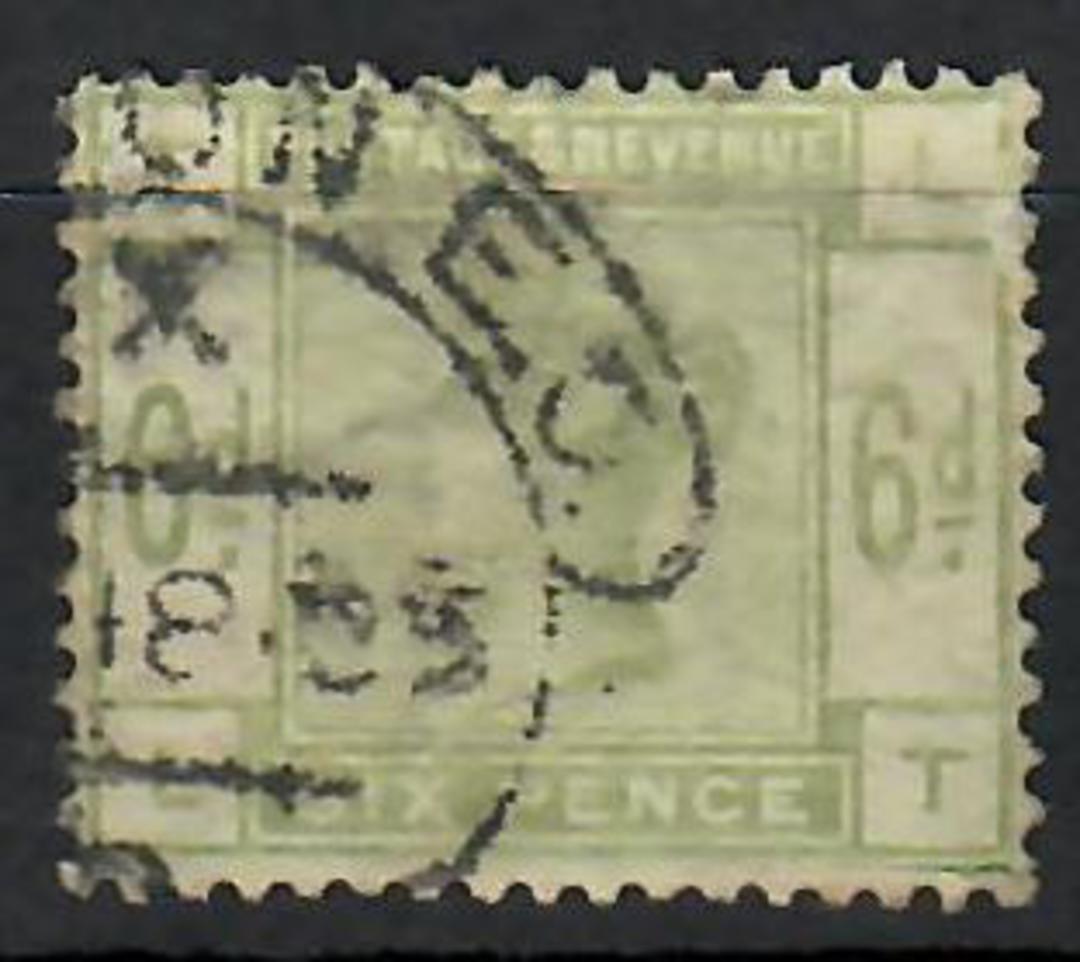 GREAT BRITAIN 1883 6d Dull Green Letters TLLT. Good perfs. An untidy postmark and a small scuff detract. Priced accordingly. - 7 image 0
