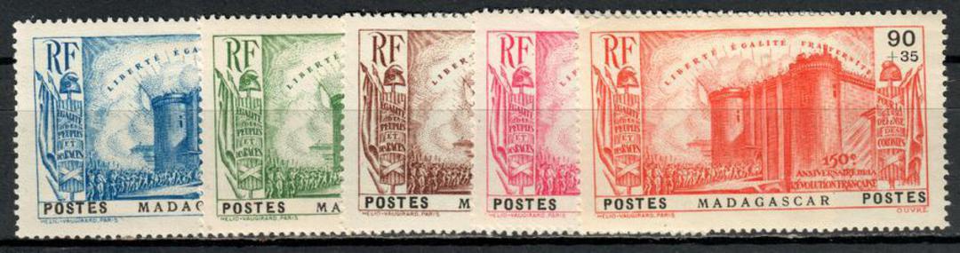 MADAGASCAR 1939 150th Anniversary of the French Revolution. Set of 5. The postage values only. - 84171 - Mint image 0