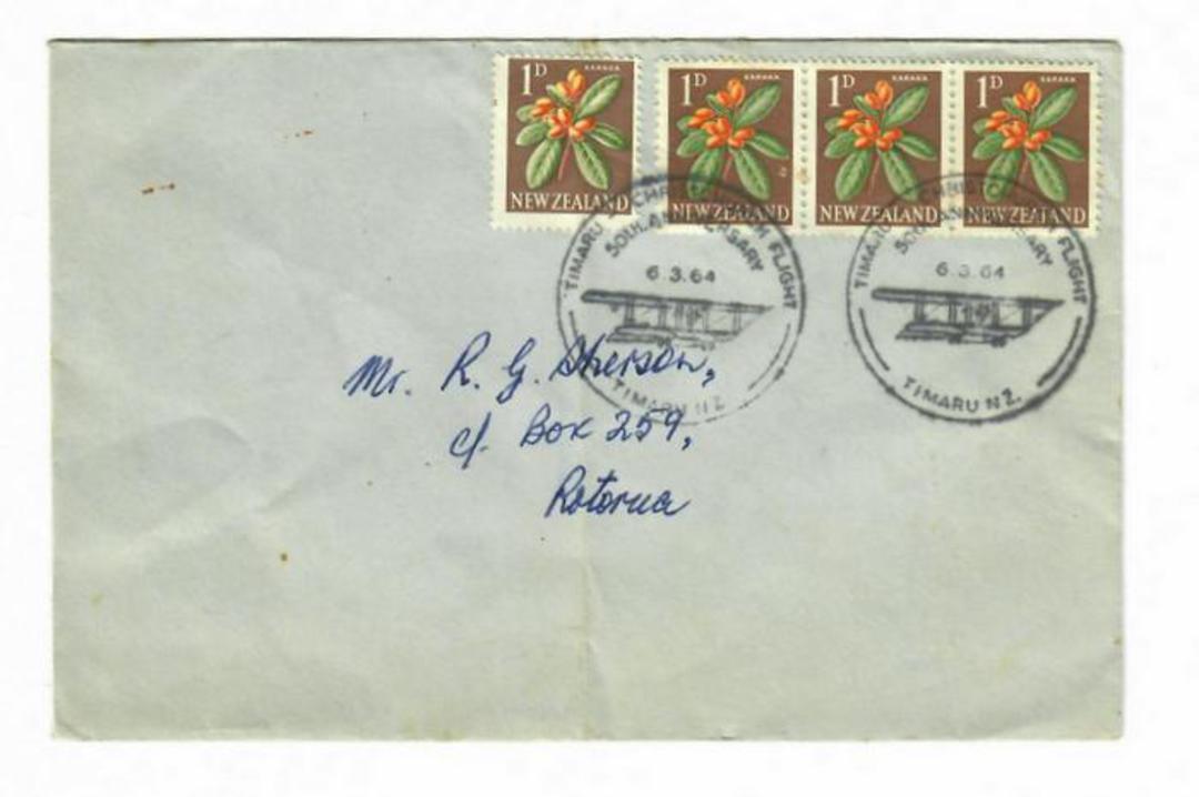 NEW ZEALAND 1964 50th Anniversary of the First Timaru to Christchurch Flight Special Postmark on cover. Crease. - 31056 - Postal image 0