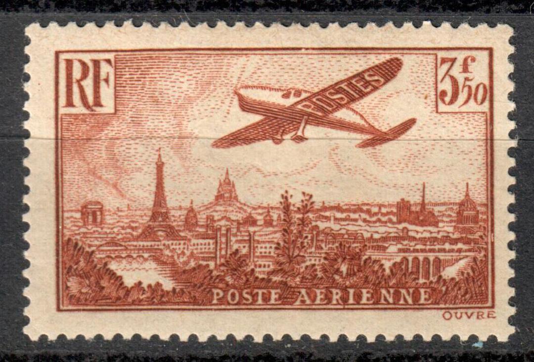 FRANCE 1936 Air 3f50c Red-Brown. Light hinge remains but slight thin that does not detract from the appearance. - 73703 - Mint image 0