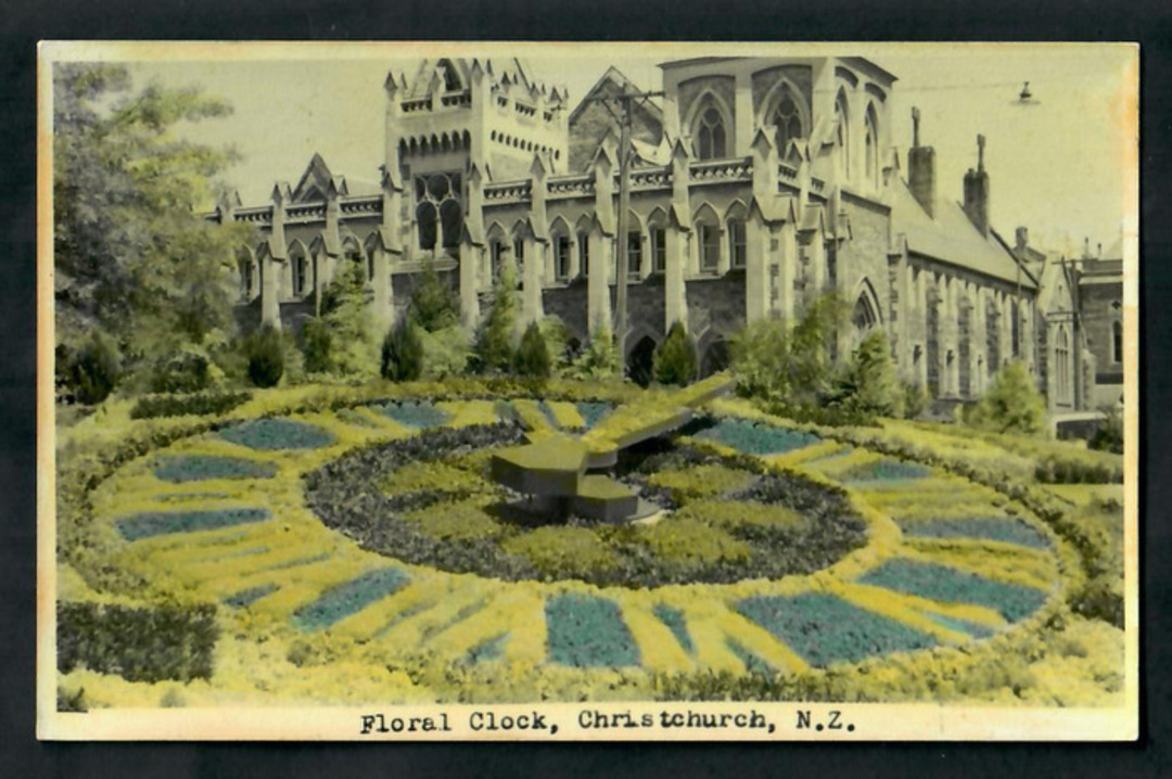 Coloured Real Photograph by N S Seaward of Floral Clock Christchurch. - 248368 - Postcard image 0