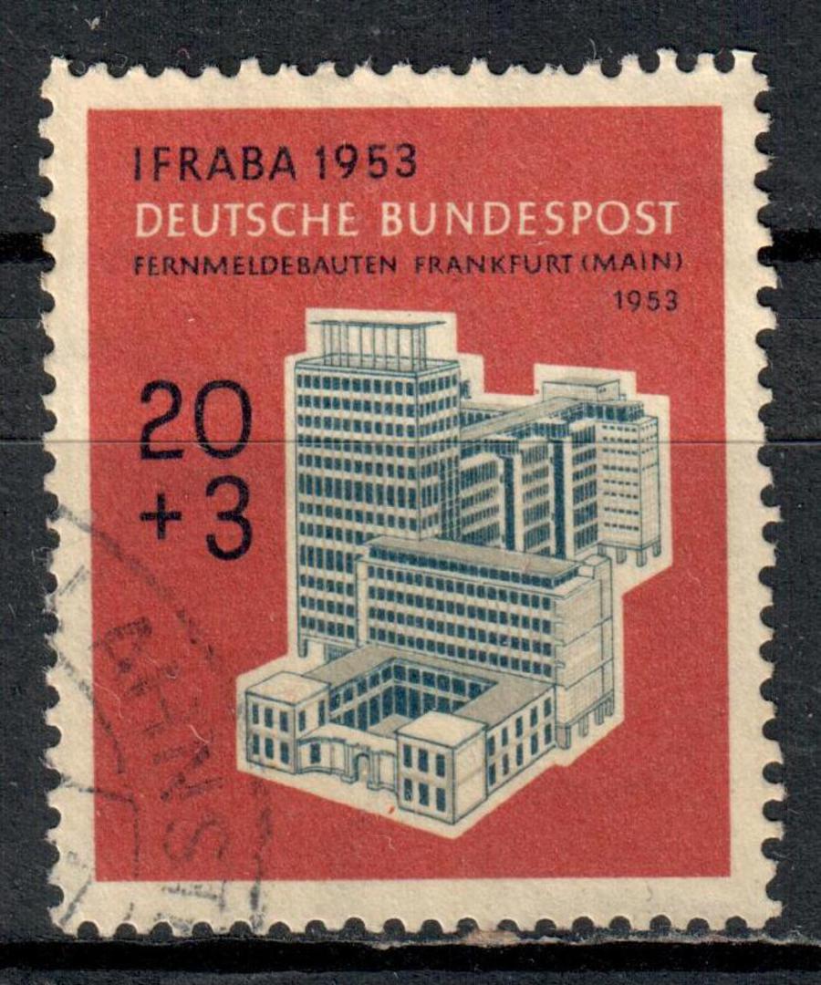 WEST GERMANY 1953 International Philatelic Exhibition Frankfurt. 20pf & 3pf Grey Indigo and Brown-Red. - 71363 - FU image 0