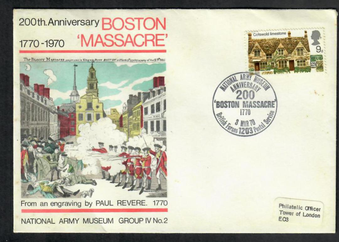 GREAT BRITAIN 1970 200th Anniversary of the Boston Massacre. Special Postmark on cover. - 530396 - PostalHist image 0