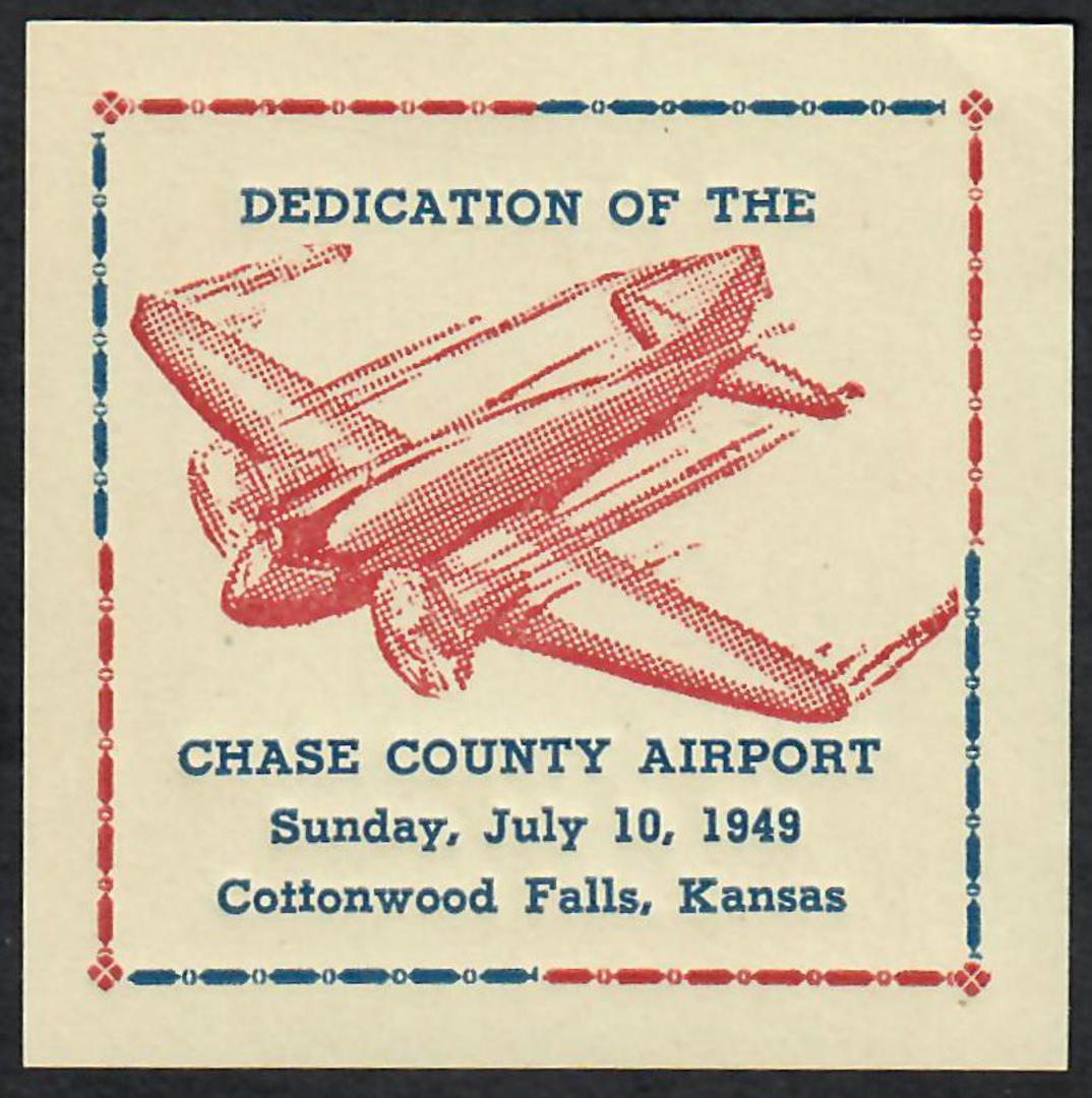 USA 1949 Dedication of the Chase County Airport. Label. - 23802 - Cinderellas image 0