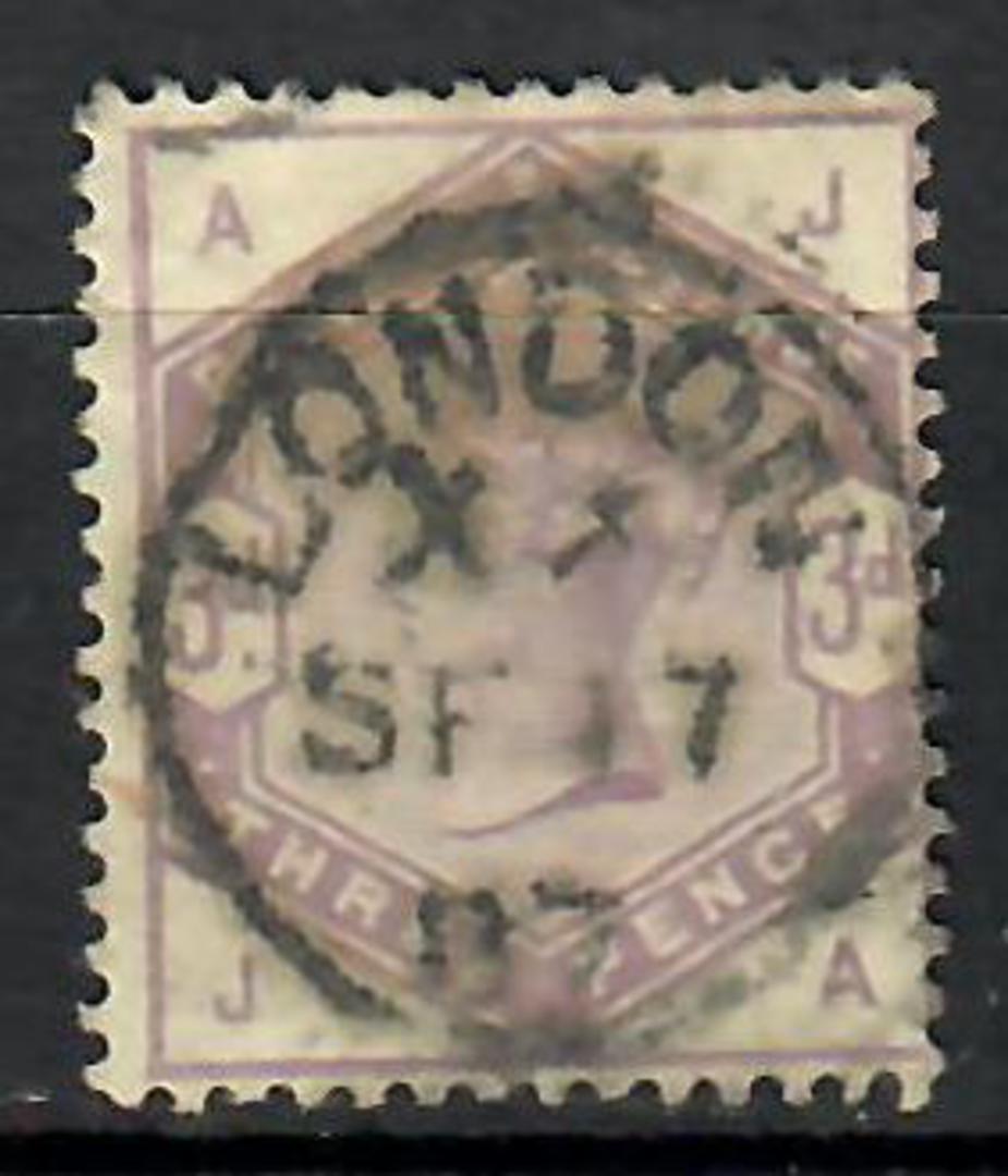 GREAT BRITAIN 1883 3d Lilac. Letters AJJA. Heavy cds. - 70602 - Used image 0