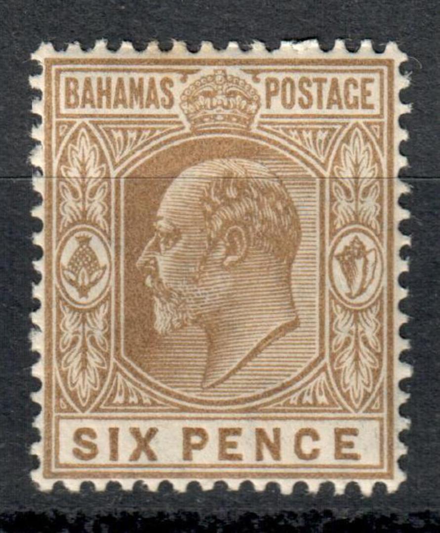 BAHAMAS 1902 Edward 7th Definitive 6d Bistre-Brown.  Very lightly hinged. - 8268 - LHM image 0