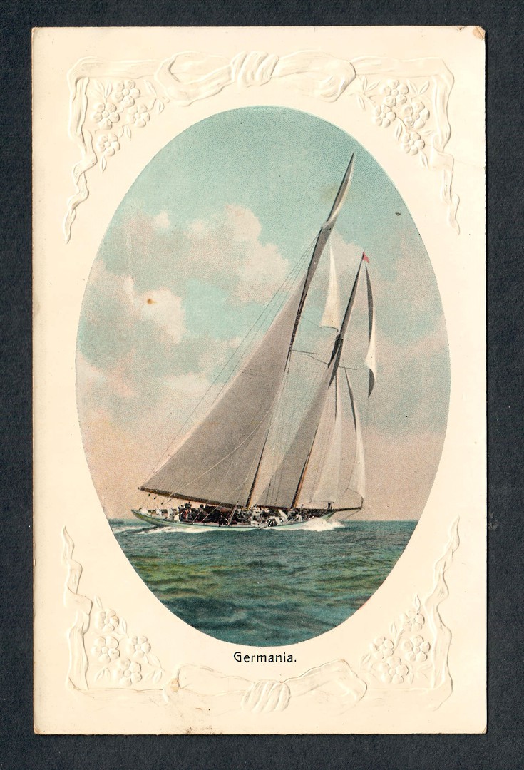 Coloured postcard of (the Yacht) Germania. - 40455 - Postcard image 0