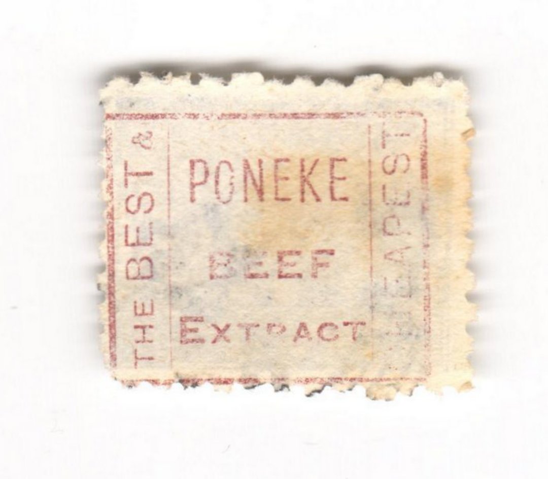 NEW ZEALAND 1882 Victoria 1st Second Sideface 2½d Blue. Poneke Beef Extracts. Perf 10. In mauve. - 3975 - Used image 0