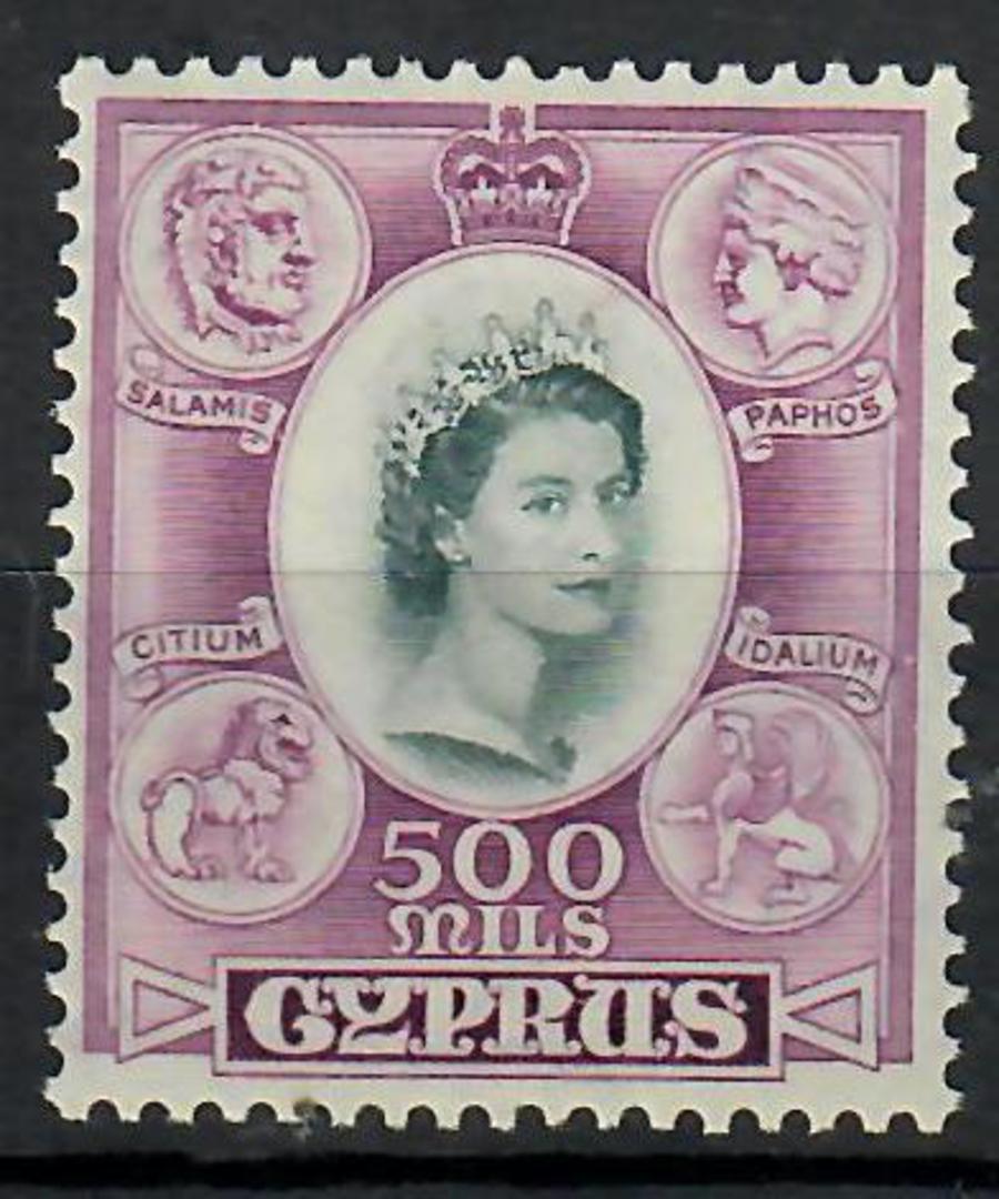 CYPRUS 1955 Elizabeth 2nd Definitive 500 mils Slate and Purple. - 70555 - UHM image 0