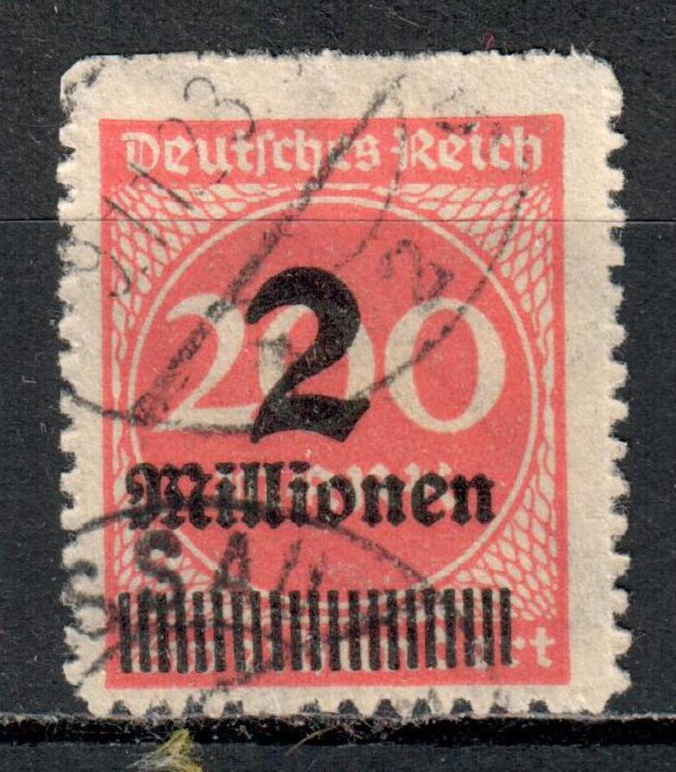 GERMANY 1923 Definitive Surcharged 2M on 200m Bright Rose. Zigzag Roulette. - 76086 - Used image 0
