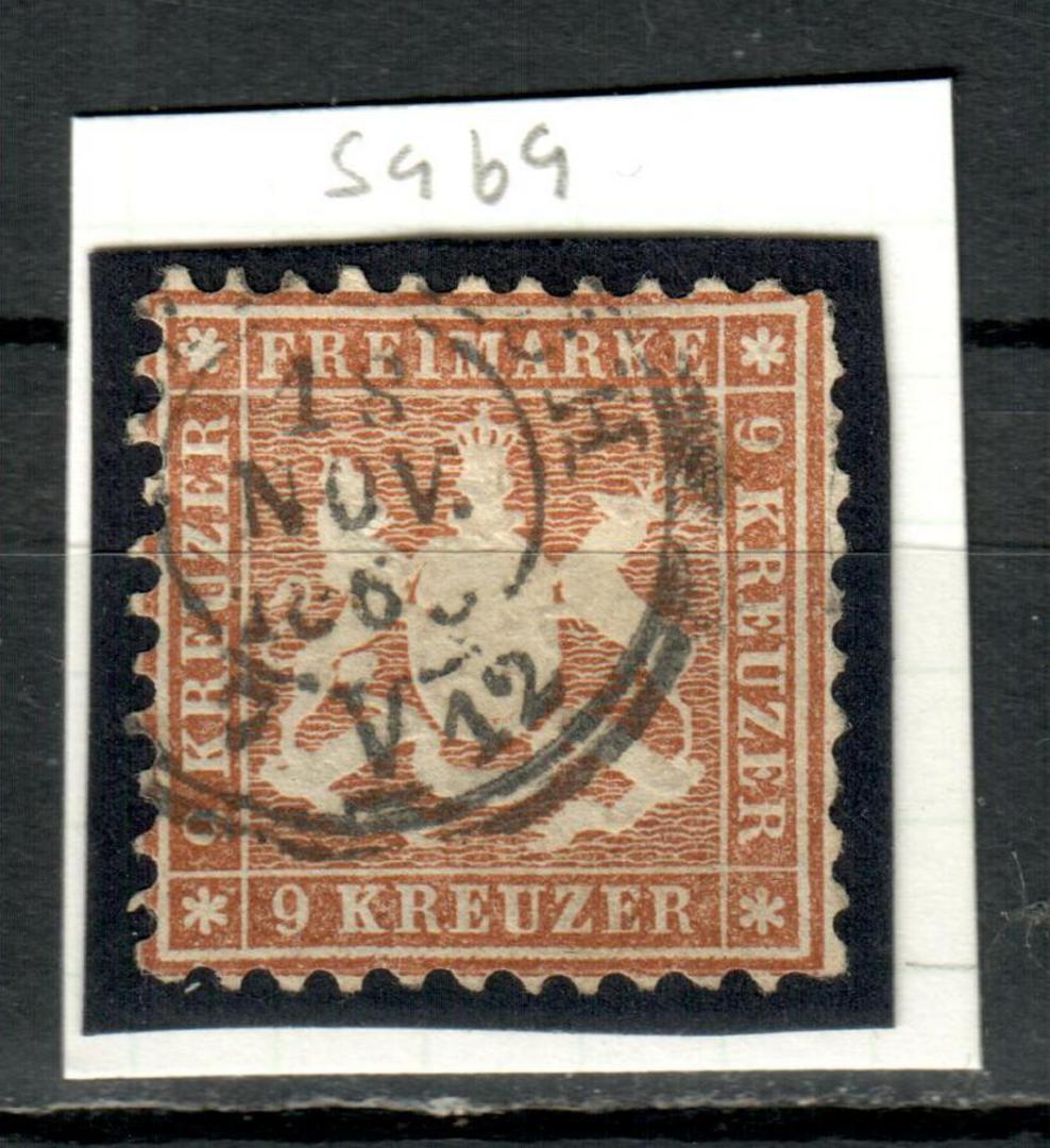 WURTEMBURG 1865 Definitive 9k Chestnut. From the collection of H Pies-Lintz. - 9463 - GU image 0