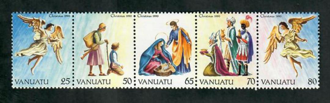 VANUATU 1990 Christmas. Strip of 5. - 50931 - UHM image 0