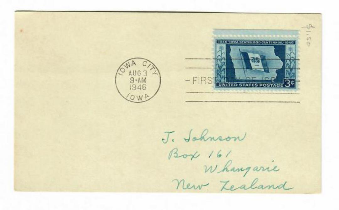USA 1946 Centenary of the Statehood of Iowa on first day cover. Nice card. - 31158 - FDC image 0