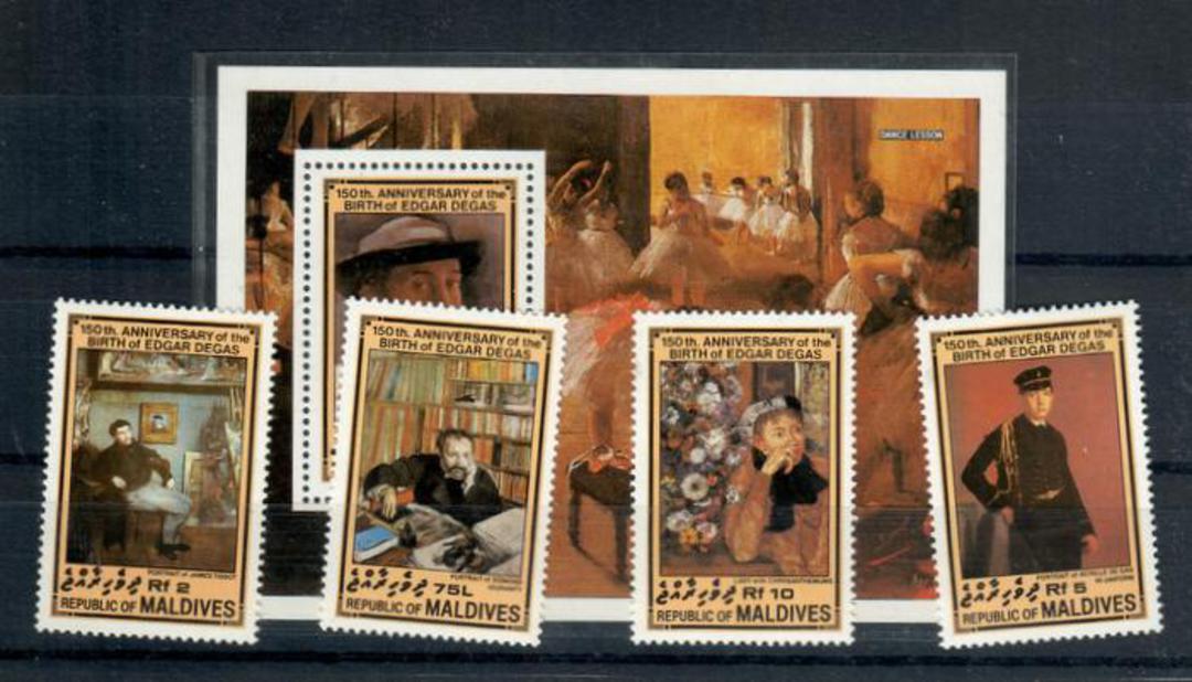 MALDIVE ISLANDS 1984 150th Birth Anniversary of Edgar Degas. Set of 4 and miniature sheet. - 20404 - UHM image 0