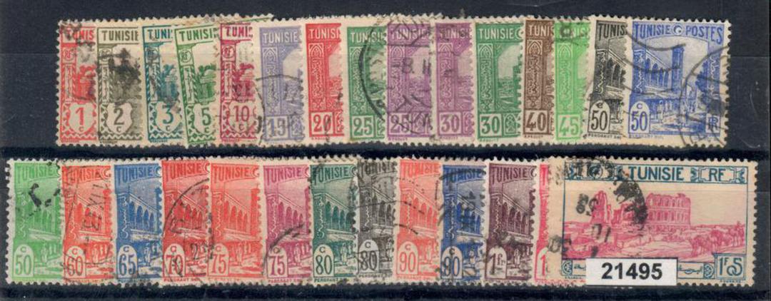 TUNISIA 1926 Definitives. The full set of 45 values. The only blemish is a faded patch on the 1f40c. A good set to get complete. image 0