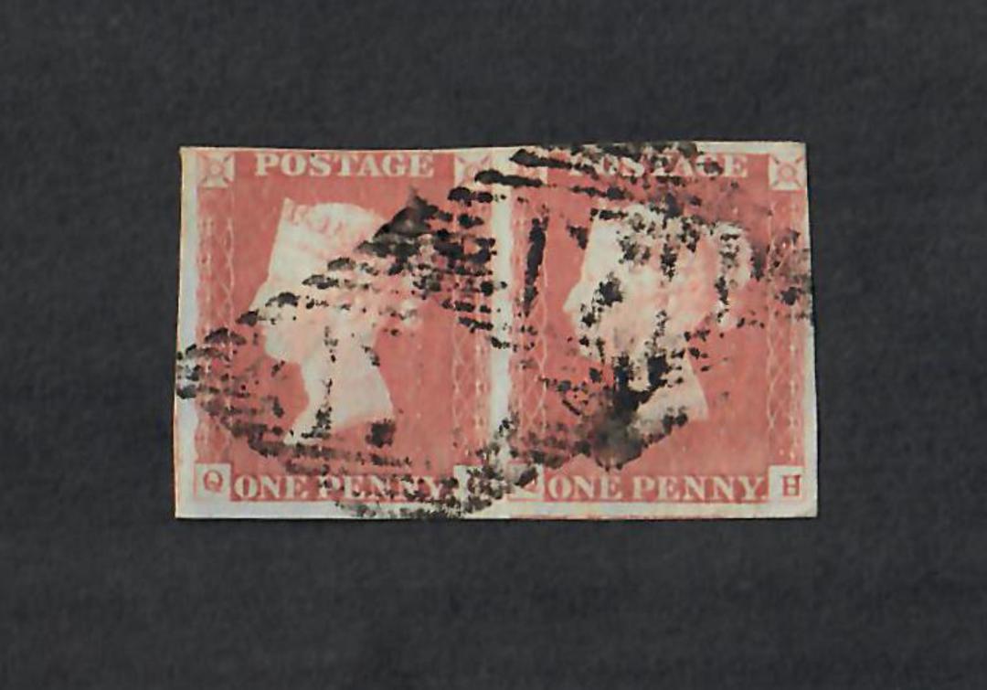 GREAT BRITAIN 1841 1d Pale Red-Brown. Nice pair. Letters QG and QH. Diamond cancel 17. Clear margins. - 70631 - FU image 0