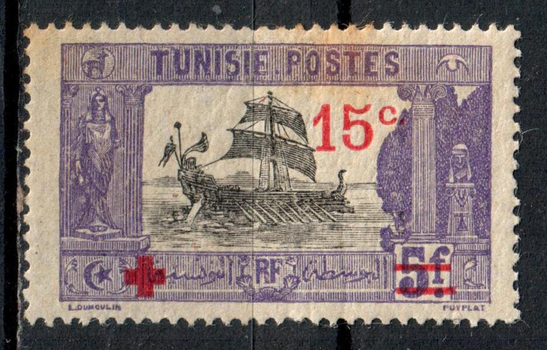 TUNISIA 1918 Prisonors of War Fund 15c on 5fr Red and Violet. Very light toning therefore MNG - 75873 - MNG image 0