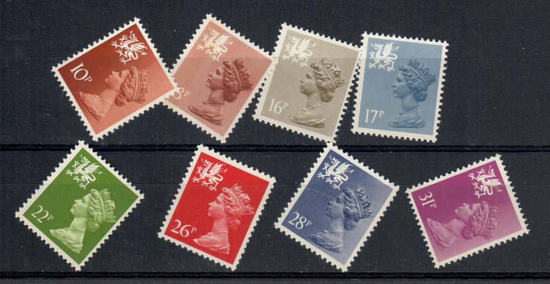 WALES 1984 Stamps from presentation pack 7. SG W29 W38 W43a W44 W55 W61 W63 W65. Cat value of the pack £17.00. - 20837 - UHM image 0