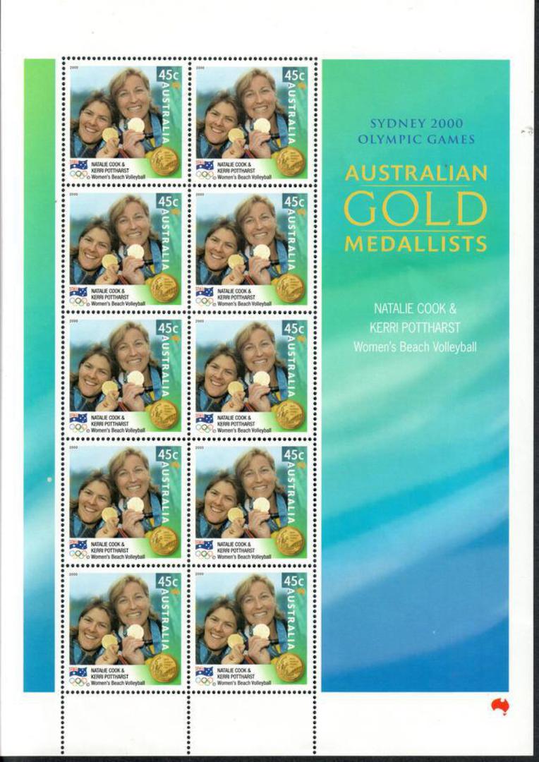 AUSTRALIA  2000 Gold Medalists. Hackett Women Water Polo Aitkenweather Freeman Cook Burns Hockey Armstrong. 8 sheetlets each of image 5