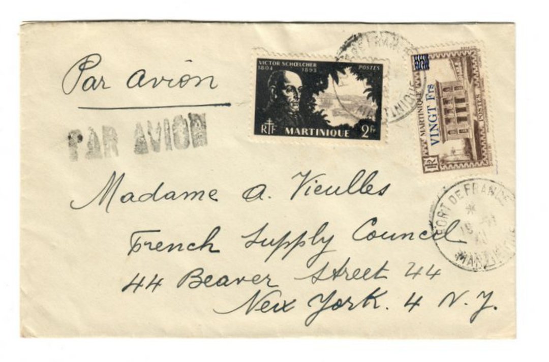 MARTINIQUE 1940 Airmail Letter from Fort de France to New York. - 37828 - PostalHist image 0