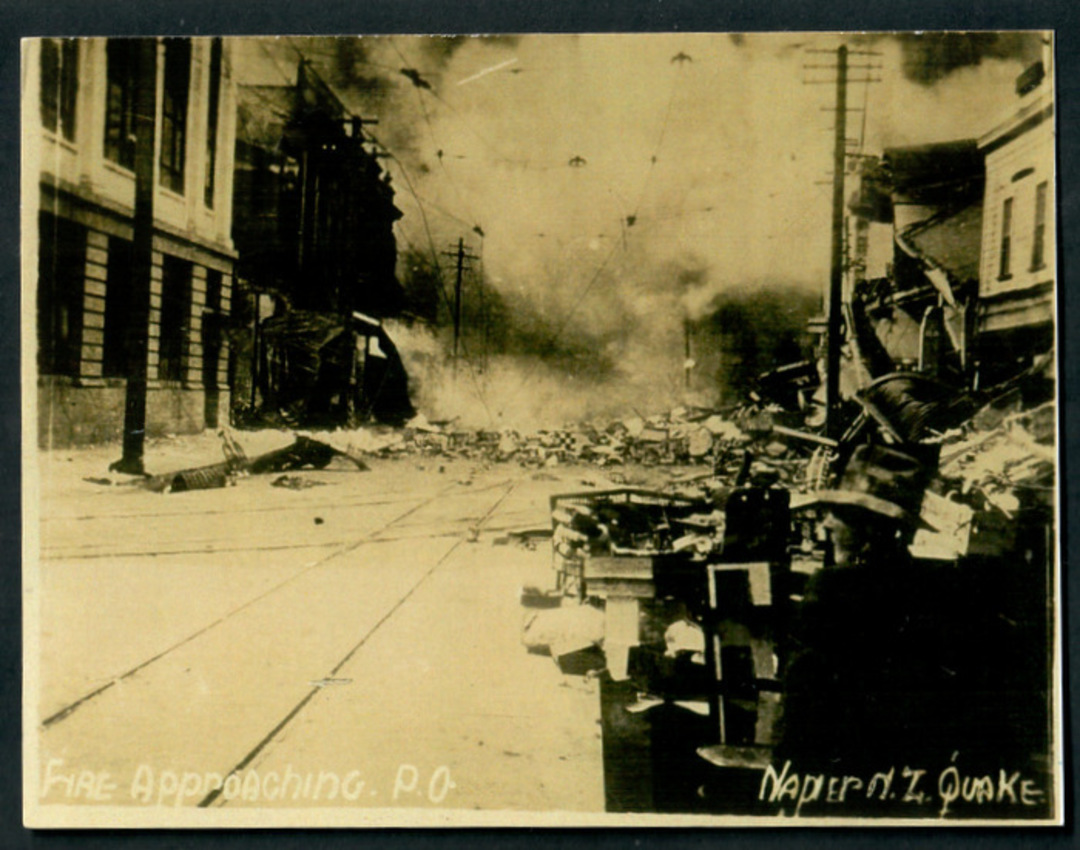 Photograph of Fire approaching the Post Office Napier. - 47963 - Photograph image 0