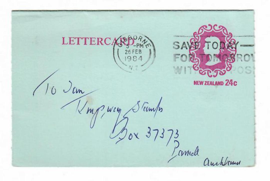 NEW ZEALAND 1984 Elizabeth 2nd Lettercard 24c Red on blue. - 30015 - PostalStaty image 0