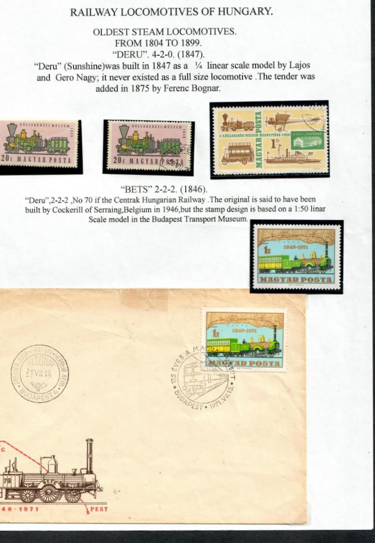 HUNGARY Oldest Steam Locomotives. Written up page from collection. Includes a cover with Special Postmark. - 19897 - PostalHist image 0