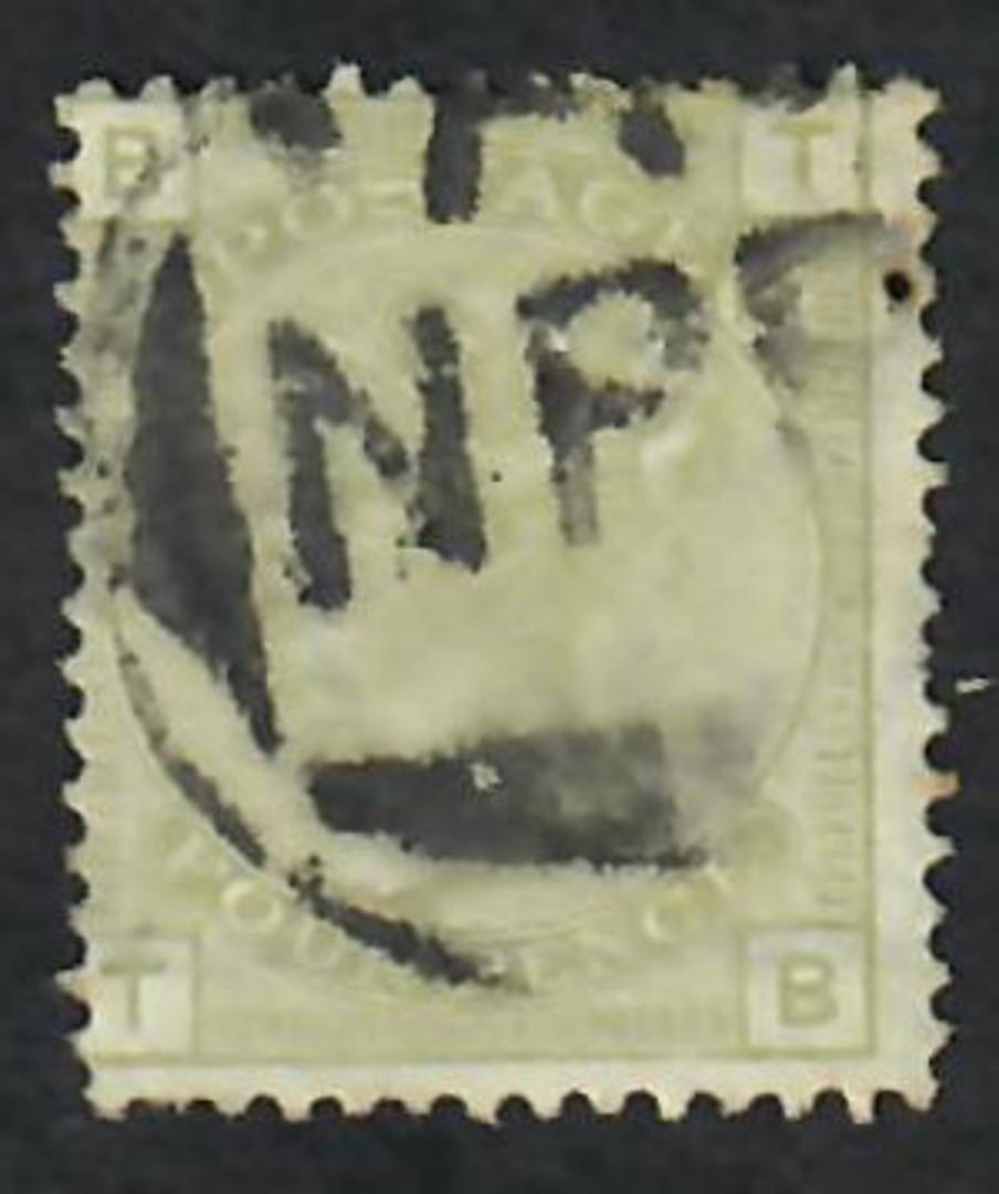 GREAT BRITAIN 1873 Definitive 4d Sage Green. Plate 15. Letters BTTB. Unusual postmark NPP in triangular circle. Centred north we image 0