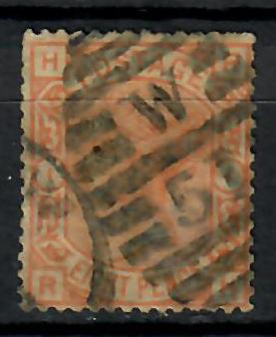 GREAT BRITAIN 1873 8d Orange Plate 1. Scarce. Letters HRRH. Two or three trimmed perfs. - 70576 - Used image 0