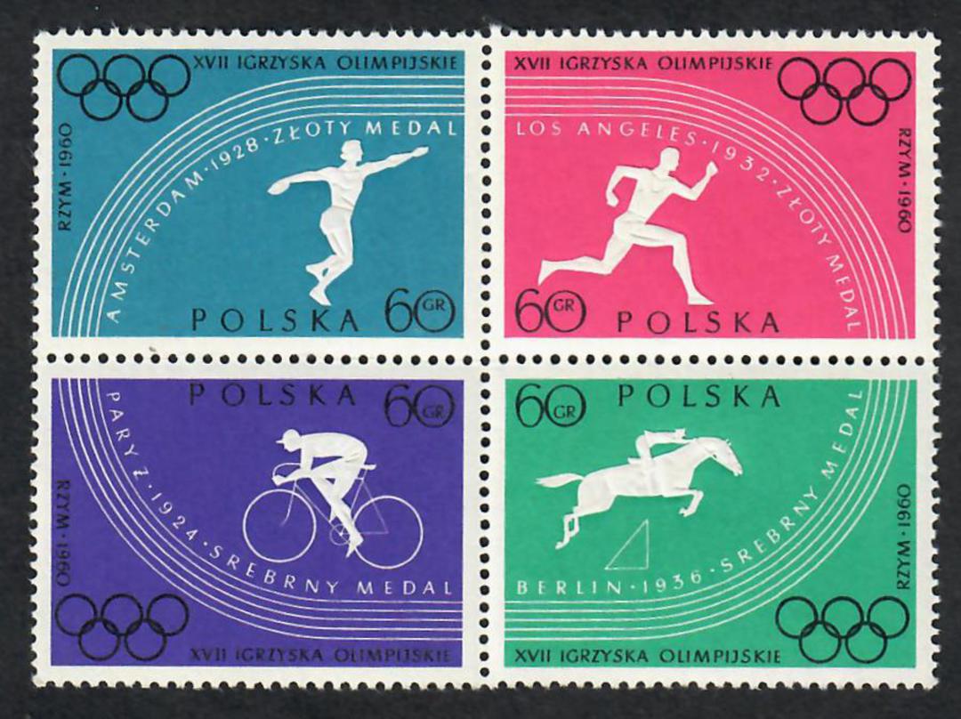 POLAND 1960 Olympics. Set of 8. in blocks of 4. image 0