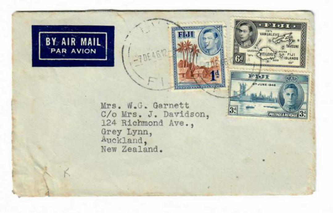 FIJI 1946 Airmail Letter to New Zealand. Postage 10d. A little damage can be repaired. - 30548 - PostalHist image 0