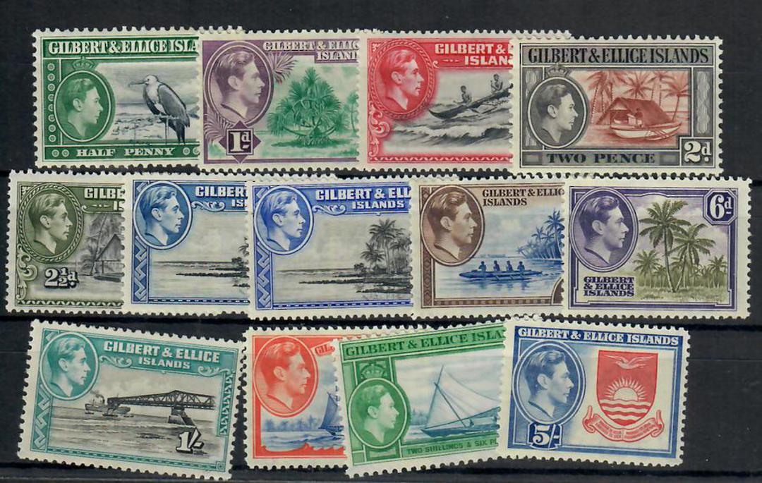 GILBERT & ELLICE ISLANDS 1939 Geo 6th Definitives. Set of 12 plus the Perf 12 3d. - 24212 - LHM image 0