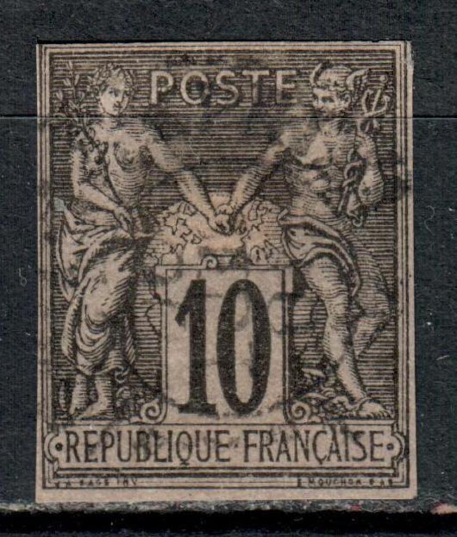 FRENCH COLONIES 1878 Definitive 10c Black on Lilac. Cut square with four margins. - 1365 - FU image 0
