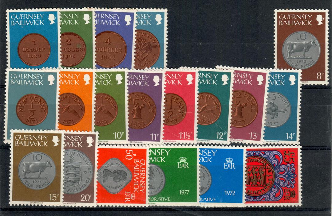 GUERNSEY 1979 Definitives. Coins. Set of 22. Face value £10.00. $NZ 25.00. $US 11.25. - 20861 - UHM image 0