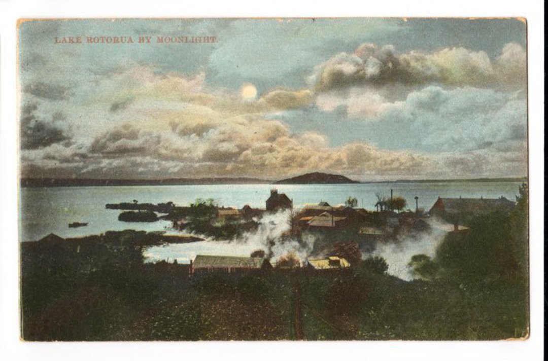 Coloured postcard of Ohinemutu and Rotorua Lake. - 46173 - Postcard image 0