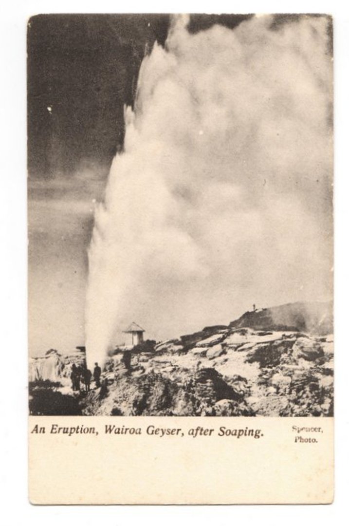 Early Undivided Postcard of An eruption Wairoa Geyser after soaping. - 46055 - Postcard image 0