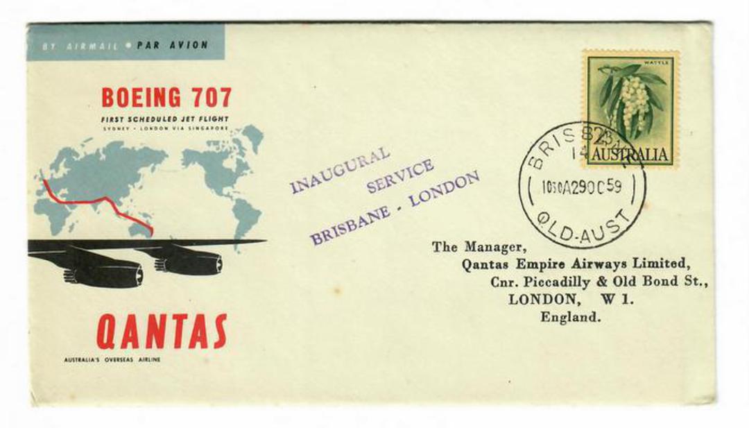 AUSTRALIA 1959 Inauguration of Qantas Boeing Jet Service from Brisbane to London. - 30110 - PostalHist image 0