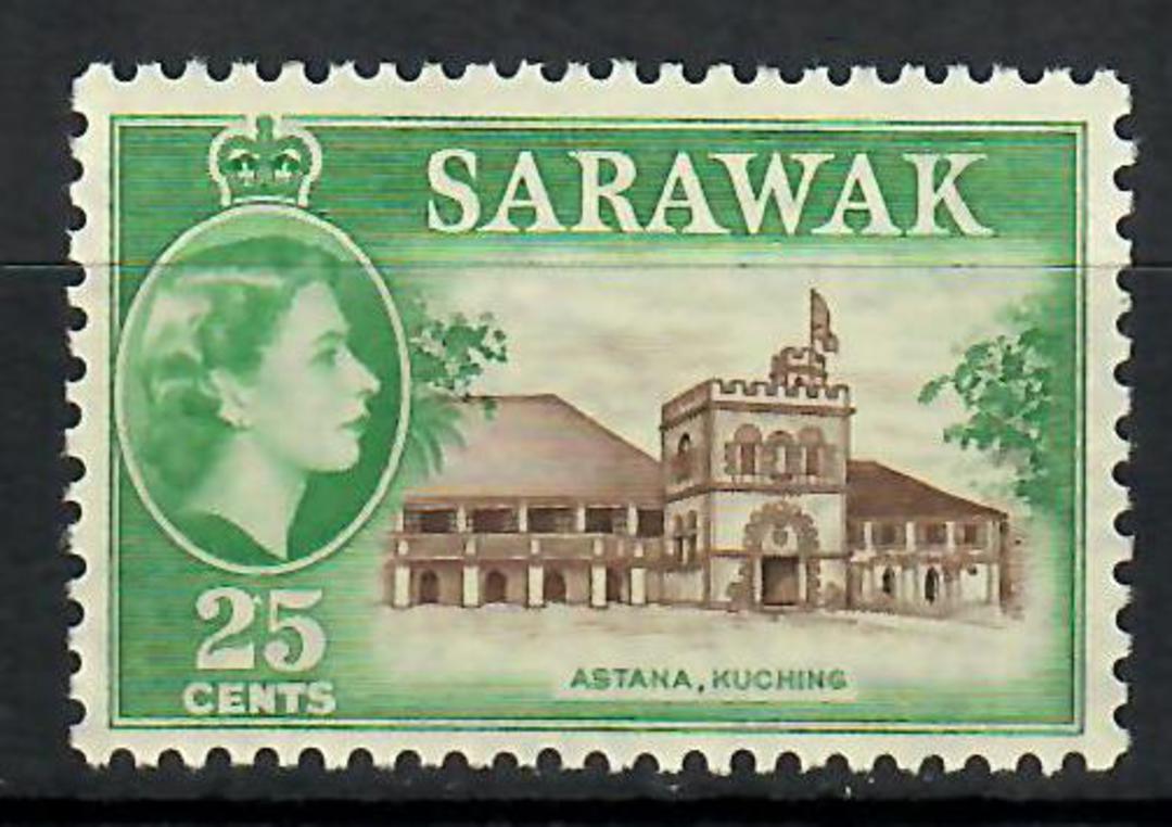 SARAWAK 1955 Elizabeth 2nd Definitive 25c Sepia and Green. - 70529 - UHM image 0