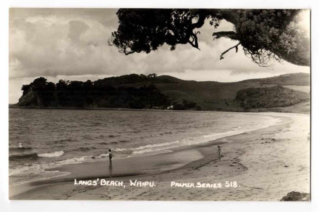 Real Photograph by T G Palmer & Son of Langs' Beach Waipu. - 44999 - Postcard image 0