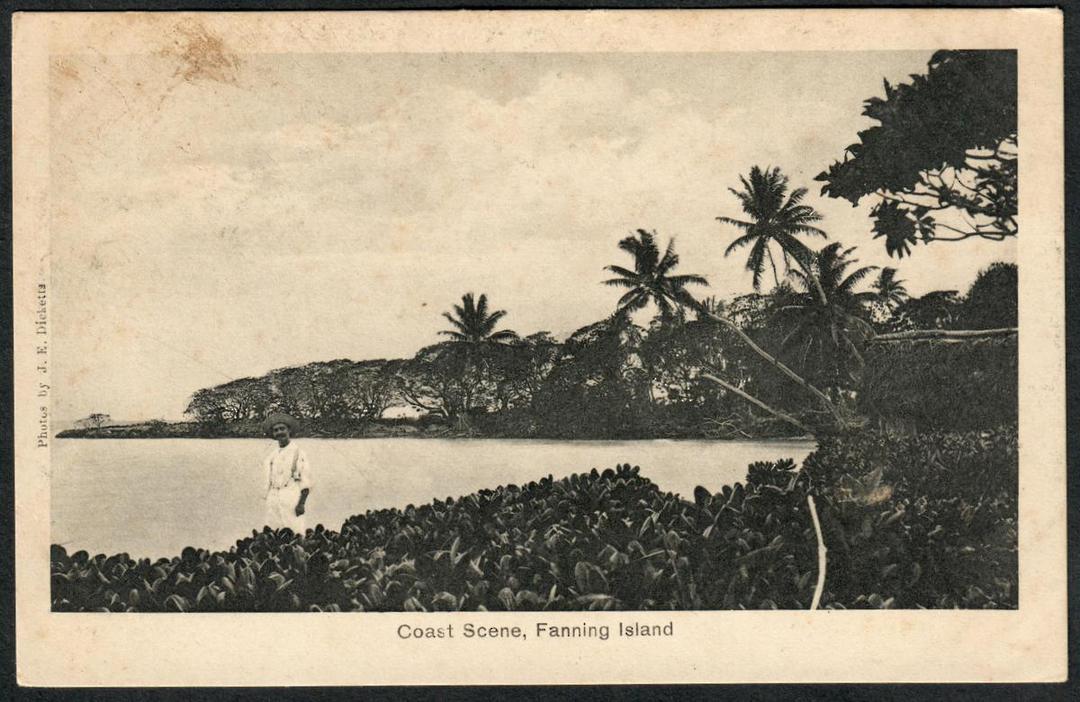 GILBERT & ELLICE ISLANDS Postcard of Coast Scene Fanning Island. - 243903 - Postcard image 0