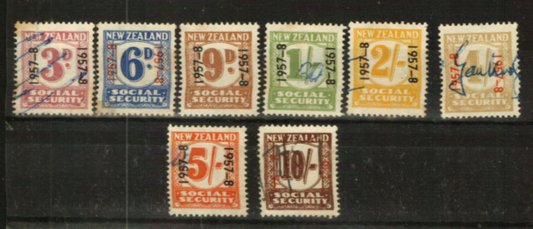 NEW ZEALAND 1957-1958 Wage Tax. 8 values including mint 6d and 9d. - 24028 - Fiscal image 0