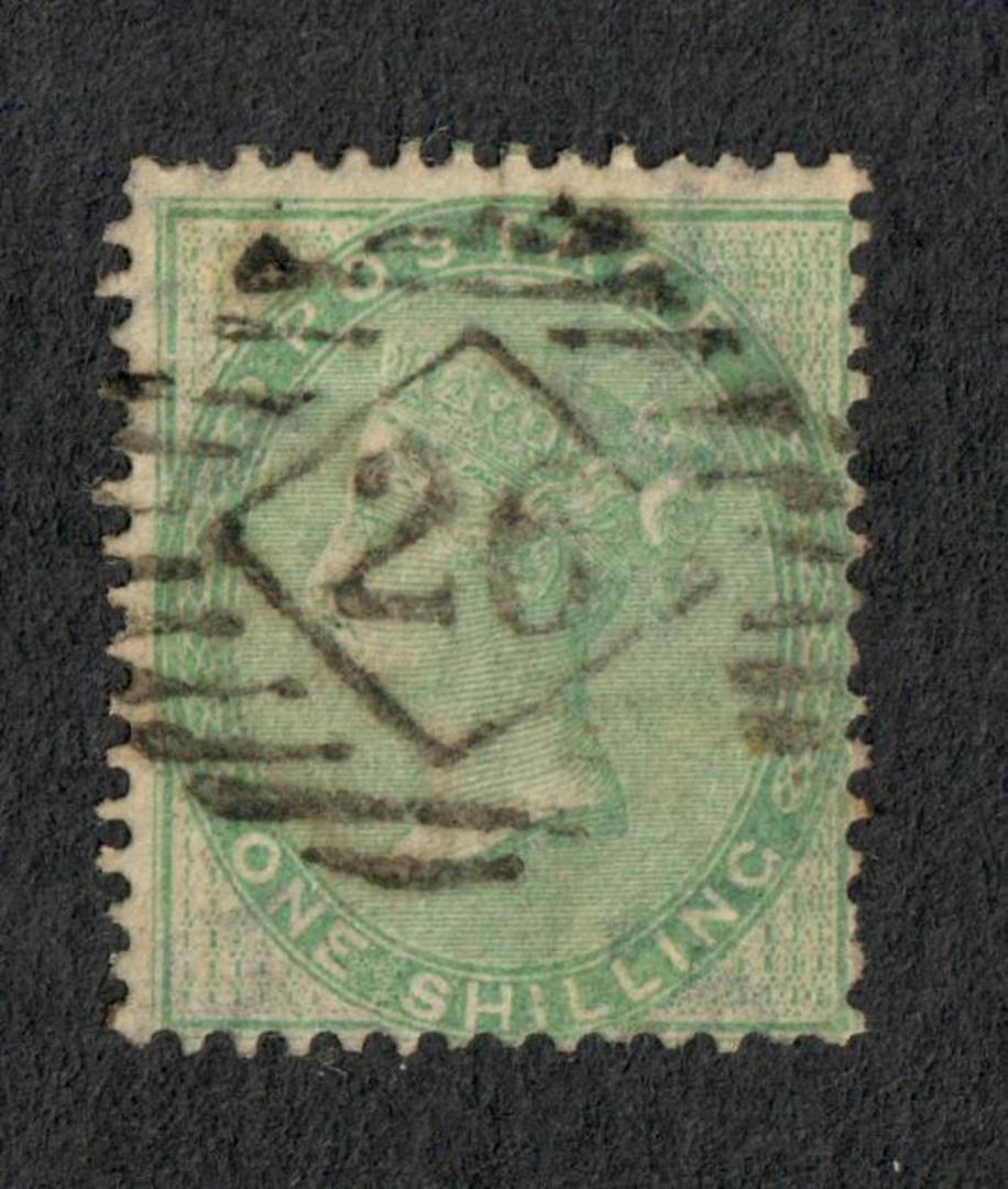 GREAT BRITAIN 1855 1/- Pale Green. Postmark 26 in diamond in bars. Perfs not quite so good. - 70384 - Used image 0