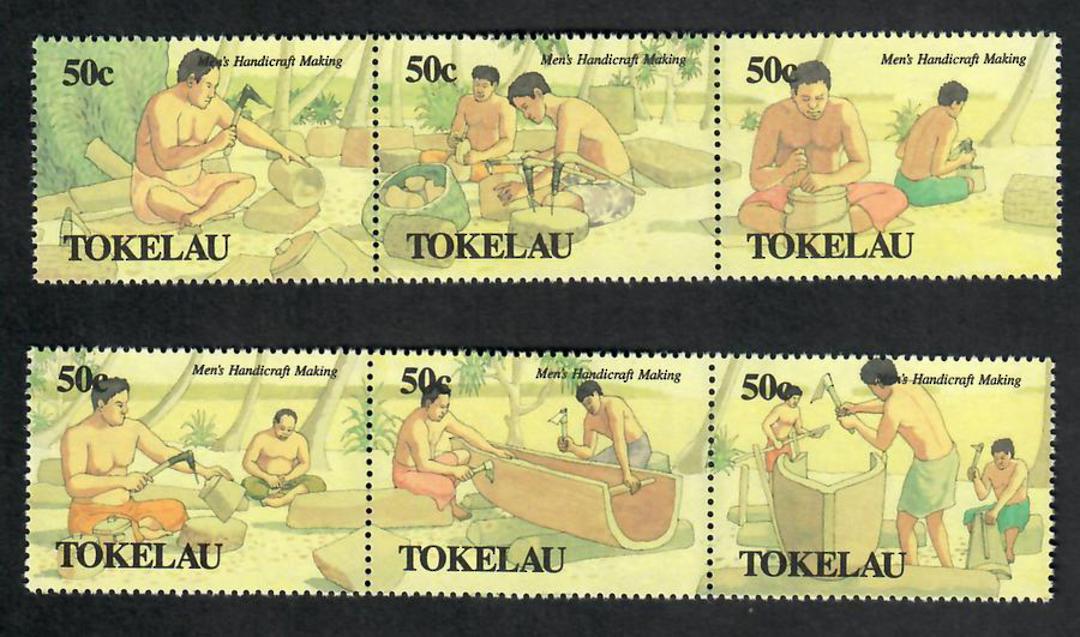 TOKELAU ISLANDS 1990 Men's Handicrafts. Set of 6 in strips of 3. - 21800 - UHM image 0